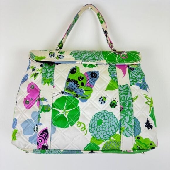 Vera Bradley Sateen Nicole Butterfly Floral Print Top Handle Satchel Handbag - Picture 4 of 15